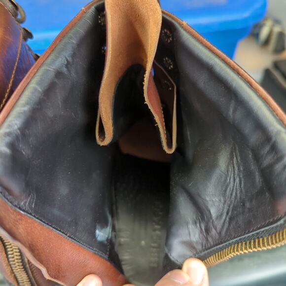 Belstaff Brown Leather‎ Moc Toe Boots Back Zip EU 42.5 Men's 8.5 Work Boots - Picture 9 of 9